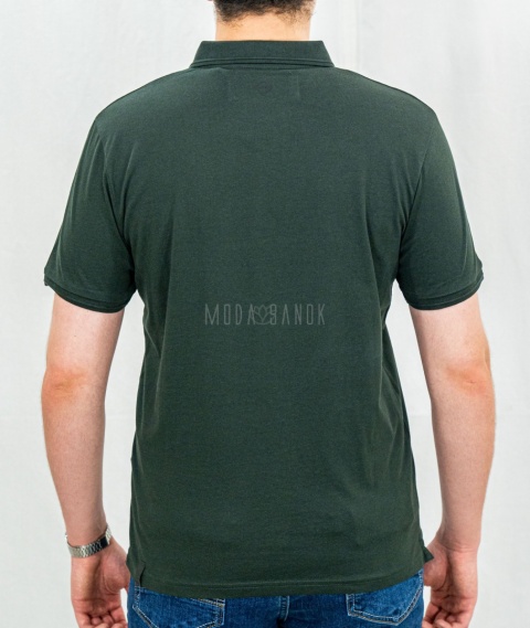 Ciemnozielona męska koszulka polo O-DRAGO VOLCANO - MODA SANOK