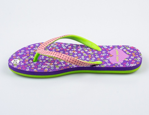 Fioletowe japonki z kwiecistym wzorem SUPER GEAR - MODA SANOK