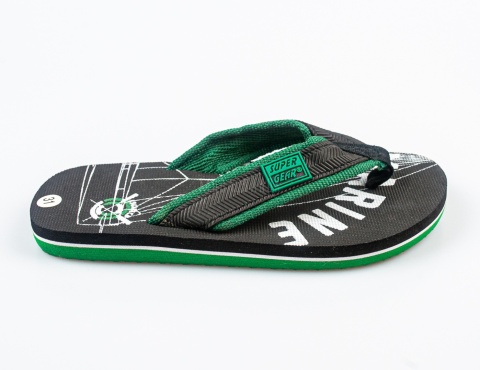 Czarne japonki z zielonymi detalami SUPER GEAR - MODA SANOK