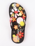 Czarne japonki dziecięce z kolorowymi kwiatami SUPER GEAR - MODA SANOK