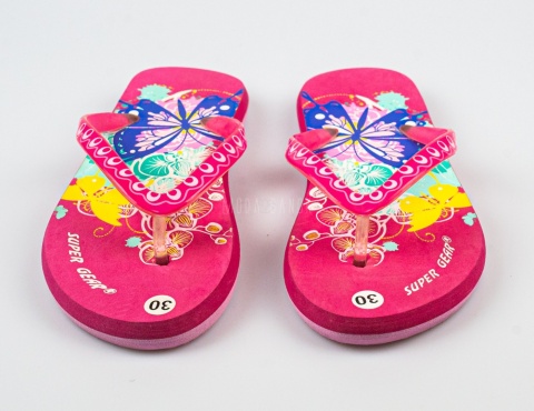 Różowe japonki dziecięce z motylami SUPER GEAR - MODA SANOK