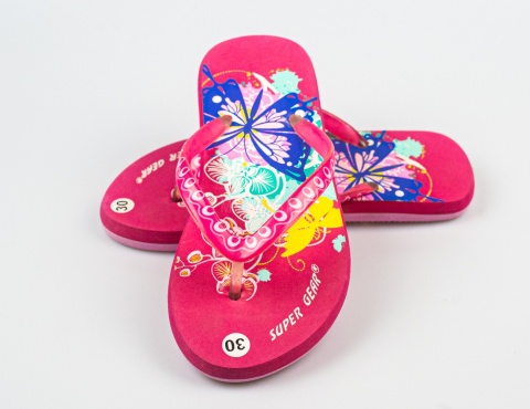 Różowe japonki dziecięce z motylami SUPER GEAR - MODA SANOK