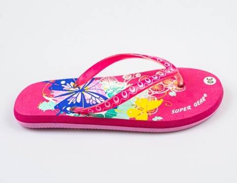Różowe japonki dziecięce z motylami SUPER GEAR - MODA SANOK