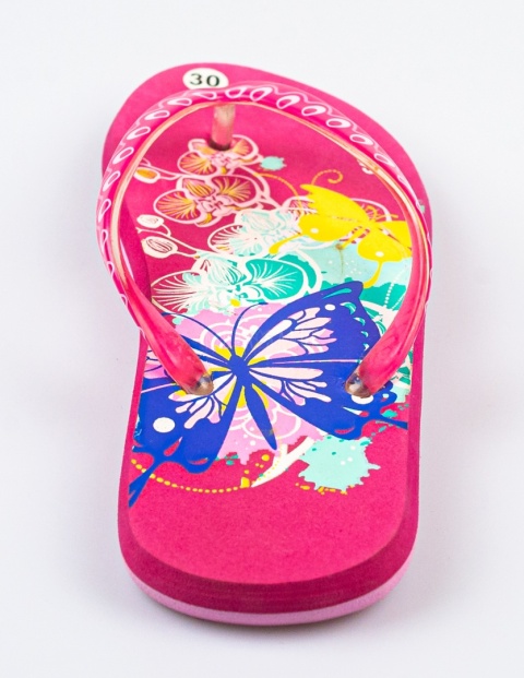 Różowe japonki dziecięce z motylami SUPER GEAR - MODA SANOK