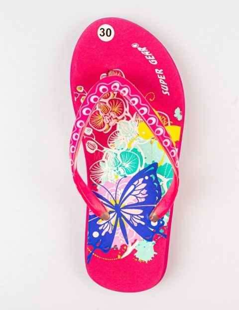 Różowe japonki dziecięce z motylami SUPER GEAR - MODA SANOK