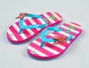 Japonki dziecięce piankowe różowo-białe paski z wzorem kotwicy SUPER GEAR-MODA SANOK