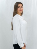 Elegancka biała bluzka wiązana pod szyją-MODA SANOK