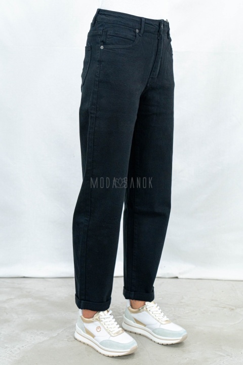 Spodnie jeansowe damskie Mom Fit w kolorze czarnym - MODA SANOK