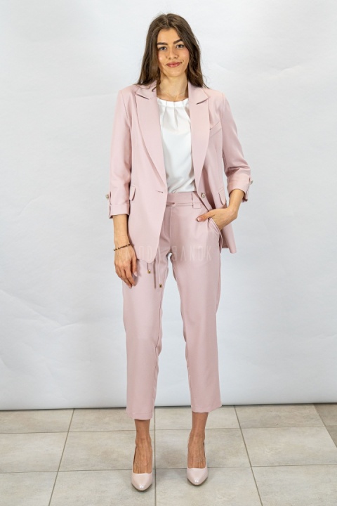 Elegancki komplet damski LAVINIA , w kolorze pudrowego różu - MODA SANOK