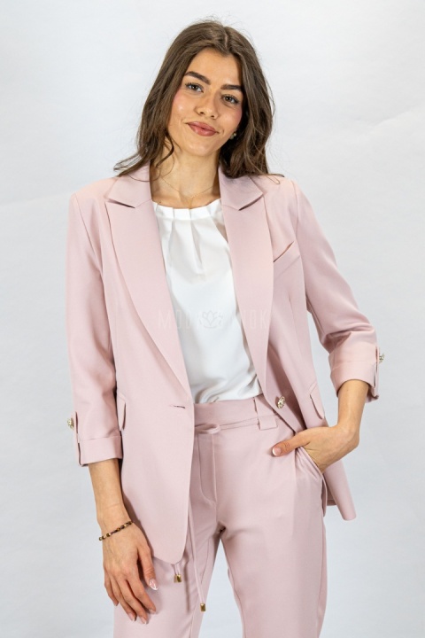 Elegancki komplet damski LAVINIA , w kolorze pudrowego różu - MODA SANOK