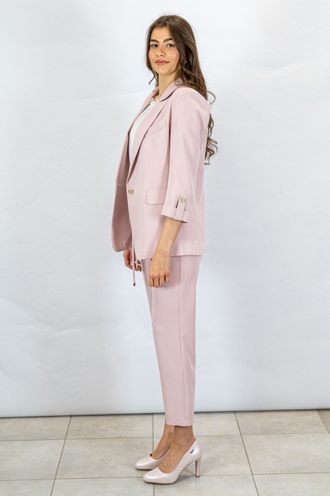 Elegancki komplet damski LAVINIA , w kolorze pudrowego różu - MODA SANOK