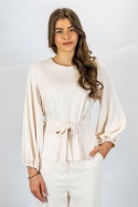 Elegancki damski komplet w kolorze jasnego waniliowego beżu - MODA SANOK
