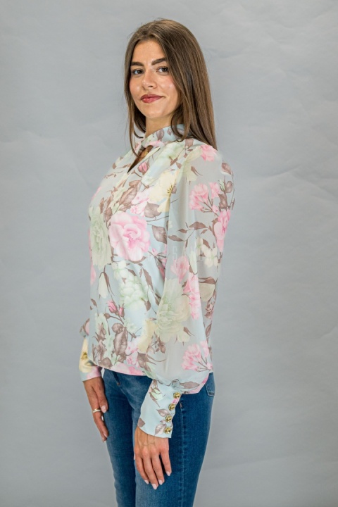 Elegancka bluzka z długim rękawem i kwiatowym wzorem - MODA SANOK