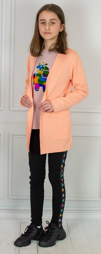 Dziecięcy brzoskwiniowy kardigan JOMAR - MODA SANOK