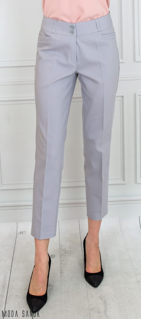 Spodnie MTM damskie eleganckie cygaretki 7/8 - jasny popiel - MODA SANOK Spodnie MTM damskie eleganckie cygaretki 7/8 - jasny popiel - MODA SANOK