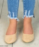 Beżowe zamszowe balerinki damskie MODA SANOK Beżowe zamszowe balerinki damskie MODA SANOK