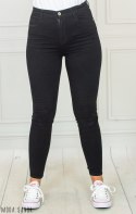 Czarne stylowe dopasowane spodnie damskie z elastycznego materiału jeans GOODIES - MODA SANOK Czarne stylowe dopasowane spodnie damskie z elastycznego materiału jeans GOODIES - MODA SANOK