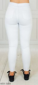 Damskie stylowe białe spodnie szarpany dół GOODIES Moda Sanok Damskie stylowe białe spodnie szarpany dół GOODIES Moda Sanok