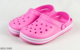 Dziecięce różowe klapki kroksy crocs z białą obwódką American Club