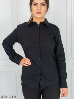Elegancka czarna koszula damska z długim rękawem Strefa Mody - MODA SANOK