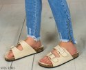 Klapki damskie beżowe na korku z klamrami MODA SANOK Klapki damskie beżowe na korku z klamrami MODA SANOK