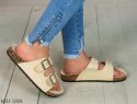 Klapki damskie beżowe na korku z klamrami MODA SANOK Klapki damskie beżowe na korku z klamrami MODA SANOK