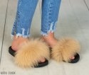 Klapki damskie z naturalnym futrem beż MODA SANOK Klapki damskie z naturalnym futrem beż MODA SANOK