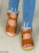 Rude damskie sandały z naturalnej skóry lekkie wygodne KINGA - MODA SANOK Rude damskie sandały z naturalnej skóry lekkie wygodne KINGA - MODA SANOK