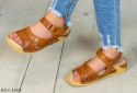 Rude damskie sandały z naturalnej skóry lekkie wygodne KINGA - MODA SANOK Rude damskie sandały z naturalnej skóry lekkie wygodne KINGA - MODA SANOK