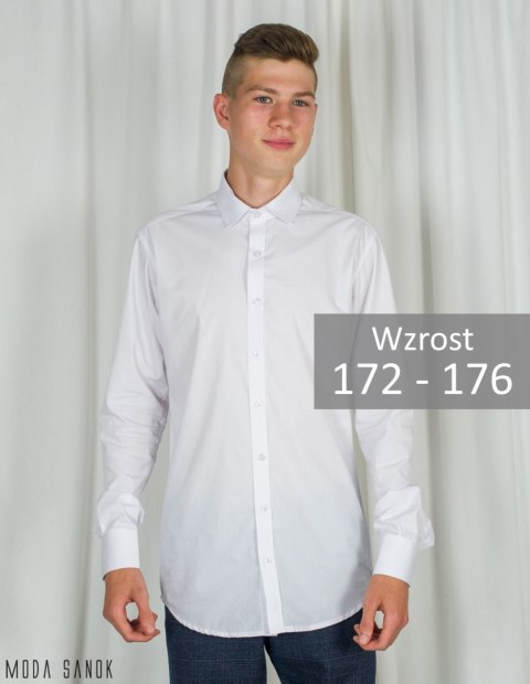 Biała koszula męska z długim rękawem Lazarotte wzrost 170-176 - MODA SANOK Biała koszula męska z długim rękawem Lazarotte wzrost 170-176 - MODA SANOK