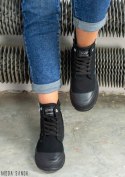 Czarne trampki damskie za kostkę na grubszej podeszwie Goodin - MODA SANOK Czarne trampki damskie za kostkę na grubszej podeszwie Goodin - MODA SANOK