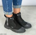 Czarne trampki damskie za kostkę na grubszej podeszwie Goodin - MODA SANOK Czarne trampki damskie za kostkę na grubszej podeszwie Goodin - MODA SANOK