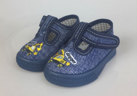 Dżinsowe pantofelki z żółtą koparką NAZO - MODA SANOK