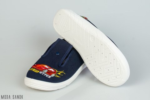 Granatowe pantofle z czerwoną wyścigówką Speed NAZO - MODA SANOK Granatowe pantofle z czerwoną wyścigówką Speed NAZO - MODA SANOK