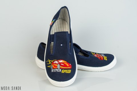 Granatowe pantofle z czerwoną wyścigówką Speed NAZO - MODA SANOK Granatowe pantofle z czerwoną wyścigówką Speed NAZO - MODA SANOK