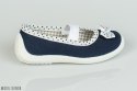 Granatowe pantofle z kokardką w kropki NAZO - MODA SANOK