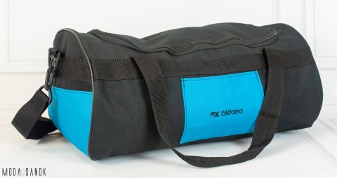 Okrągła czarna torba BISTANA z niebieskimi wstawkami MODA SANOK