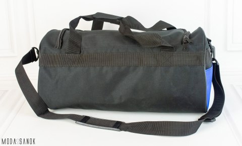 Okrągła czarna torba BISTANA z szafirowymi wstawkami - MODA SANOK Okrągła czarna torba BISTANA z szafirowymi wstawkami - MODA SANOK
