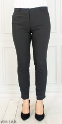 Spodnie damskie eleganckie cygaretki BB z lampasem 7/8 - Czarne- MODA SANOK