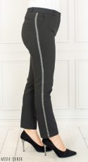 Spodnie damskie eleganckie cygaretki BB z lampasem 7/8 - Czarne- MODA SANOK
