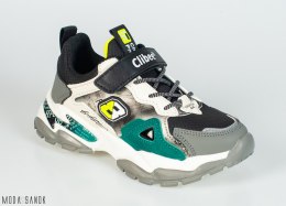 Biało-czarne adidasy dziecięce z zielonymi dodatkami Clibee - MODA SANOK