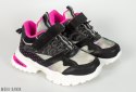 Czarne adidasy na rzepy na grubej białej podeszwie Clibee - MODA SANOK