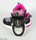 Czarne adidasy na rzepy na grubej białej podeszwie Clibee - MODA SANOK
