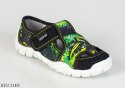 Czarne pantofle z zielono-żółtą aplikacją Viggami oddychające na rzepy - MODA SANOK