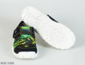 Czarne pantofle z zielono-żółtą aplikacją Viggami oddychające na rzepy - MODA SANOK