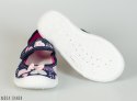 Granatowe pantofle na rzep w białe i różowe serduszka Viggami - MODA SANOK
