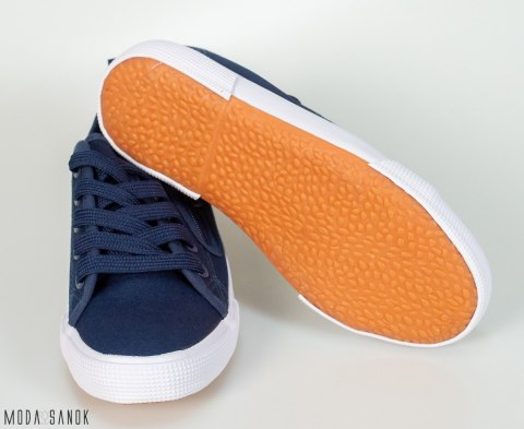 Granatowe trampki szkolne z zamkiem na boku - MODA SANOK