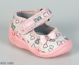 Jasnoszare pantofle w kokardki da dziewczynek oddychające Viggami - MODA SANOK