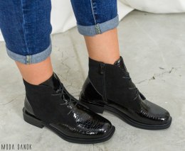 Botki damskie łuska krokodyl Sergio Leone BT401 - czarne - Moda Sanok