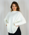 Damski miły ciepły długi lekki sweterek alpaka Salma - biały - Moda Sanok